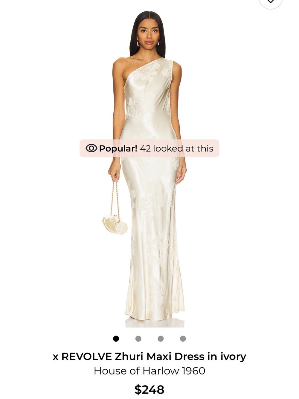 House of Harlow 1960 One-Shoulder Ivory Floral Satin Gown